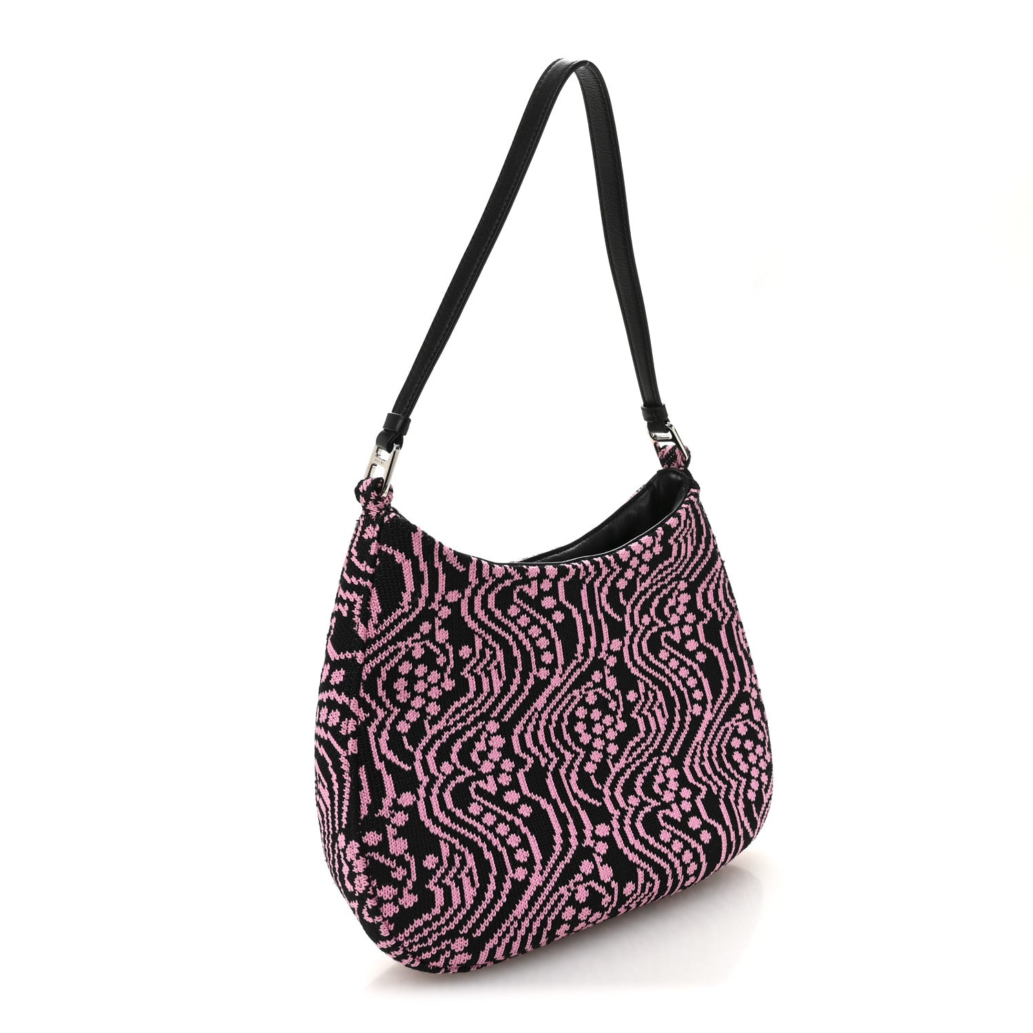Prada Maglia Jacquard Cleo Shoulder Bag Black Rosa 3 of 10