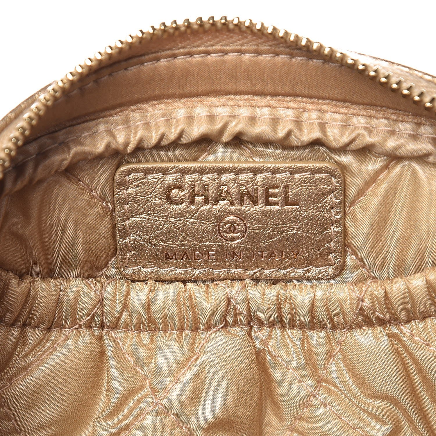Chanel Metallic Calfskin Quilted Small Curvy Pouch Cosmetic Case Gold 6 of 8