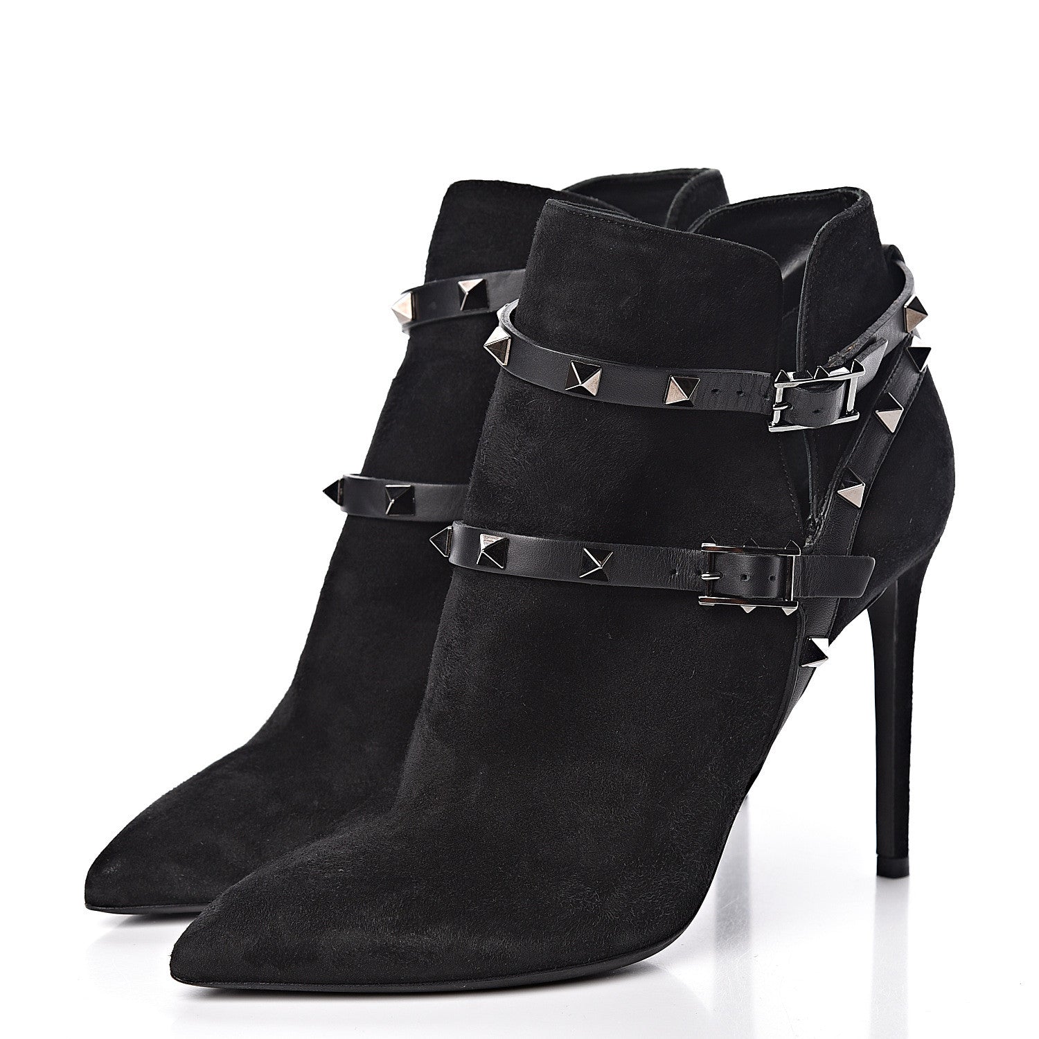 Valentino Garavani Suede Rockstud Double Buckle 100mm Ankle Boots 38 Black 3 of 11