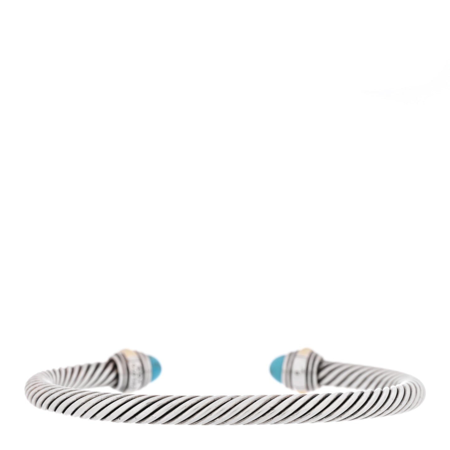 Sterling Silver 14K Yellow Gold Turquoise 5mm Cable Classics Bracelet