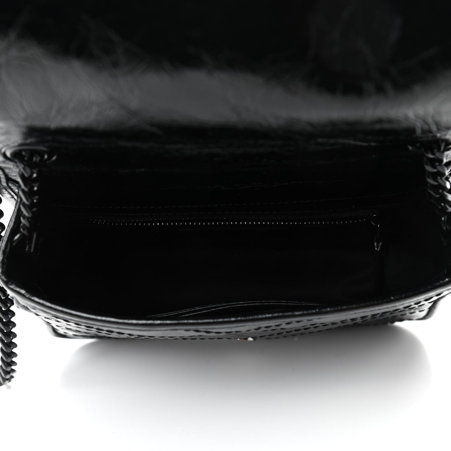 Crinkled Calfskin Matelasse Monogram Niki Chain Wallet Black