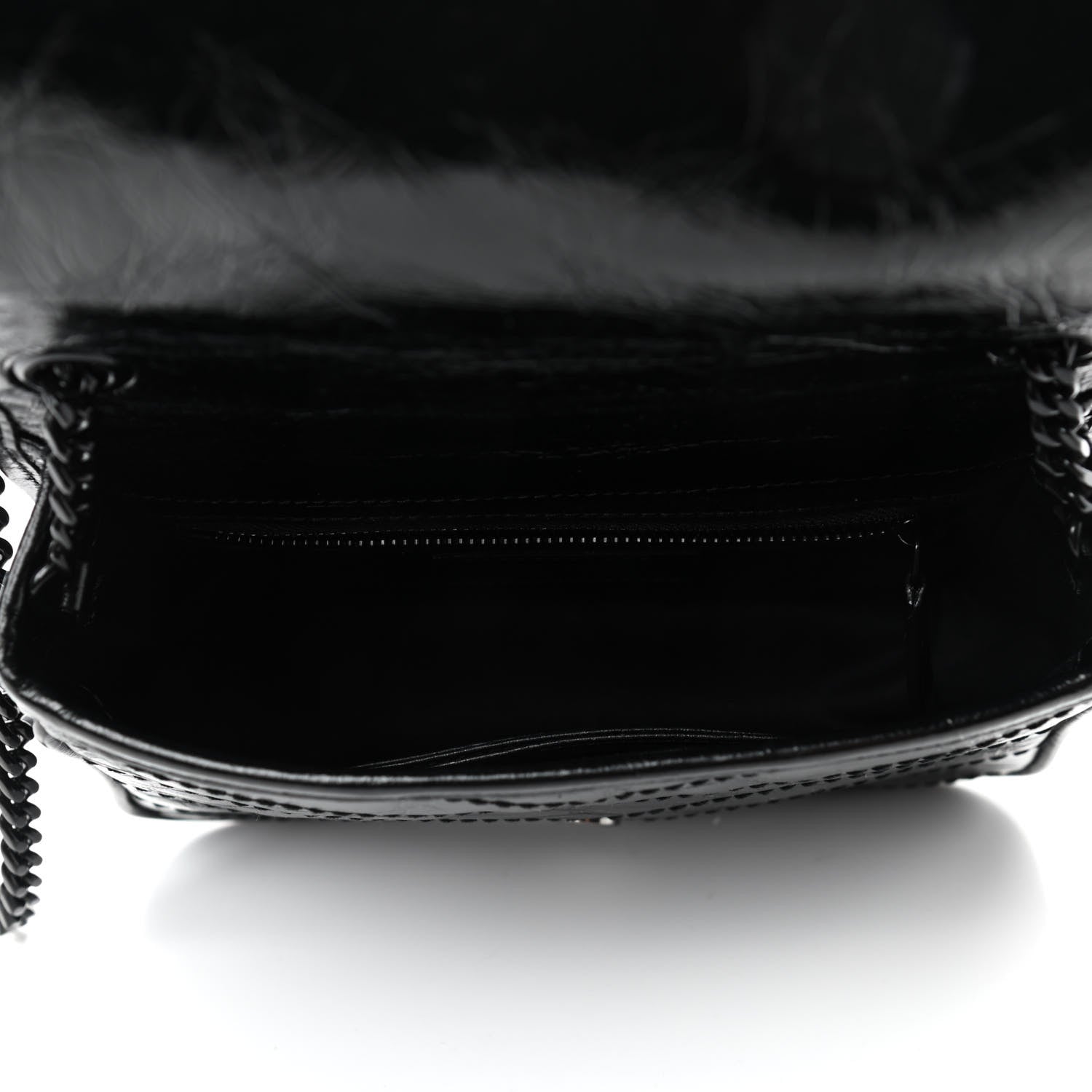Saint Laurent Crinkled Calfskin Matelasse Monogram Niki Chain Wallet Black 4 of 4