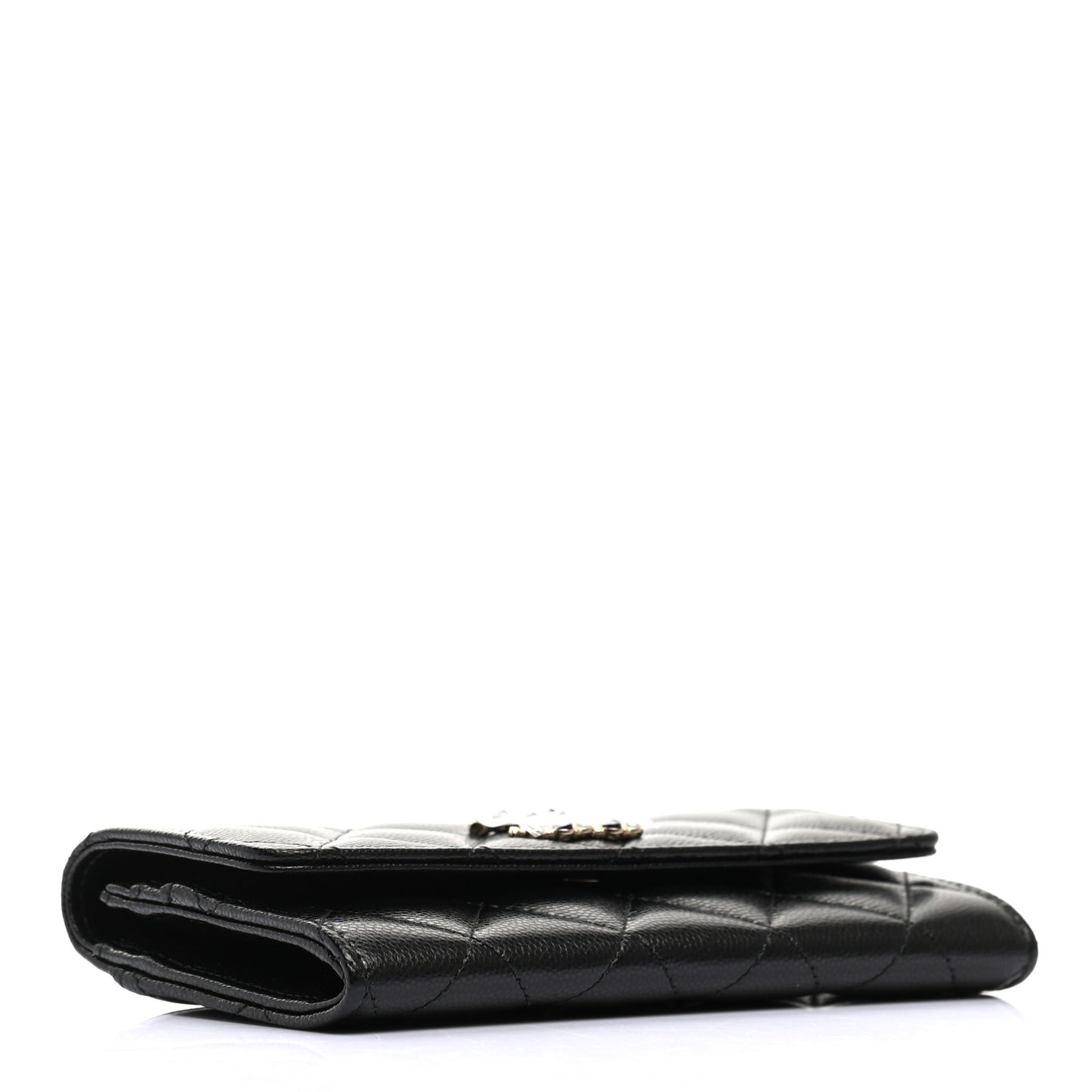 Caviar Quilted Pearl Coco Candy Wallet Black