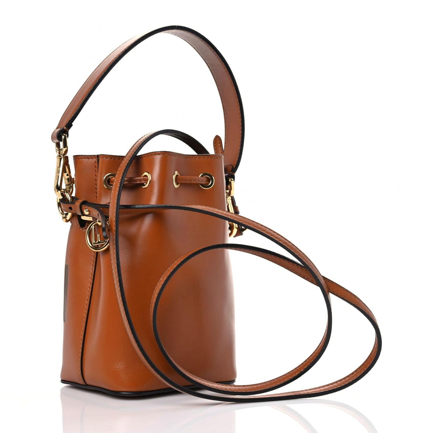 Fendi Vitello King F is Fendi Logo Embossed Mini Mon Tresor Bucket Bag Cuoio 3 of 13