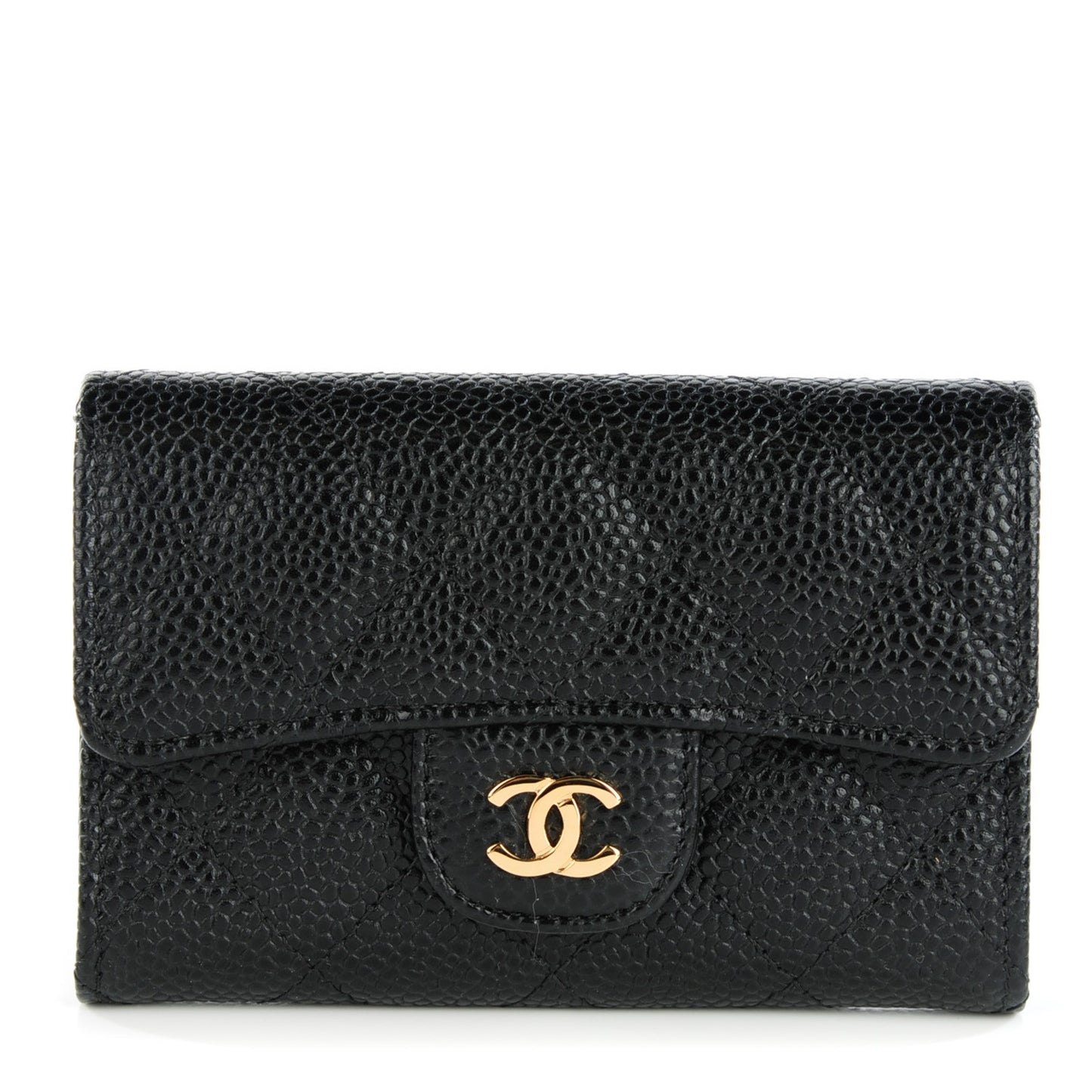 Caviar Quilted Flap Holder Black