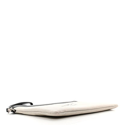 Saint Laurent Linen Canvas Rive Gauche Zipped Pouch Optic White 4 of 9