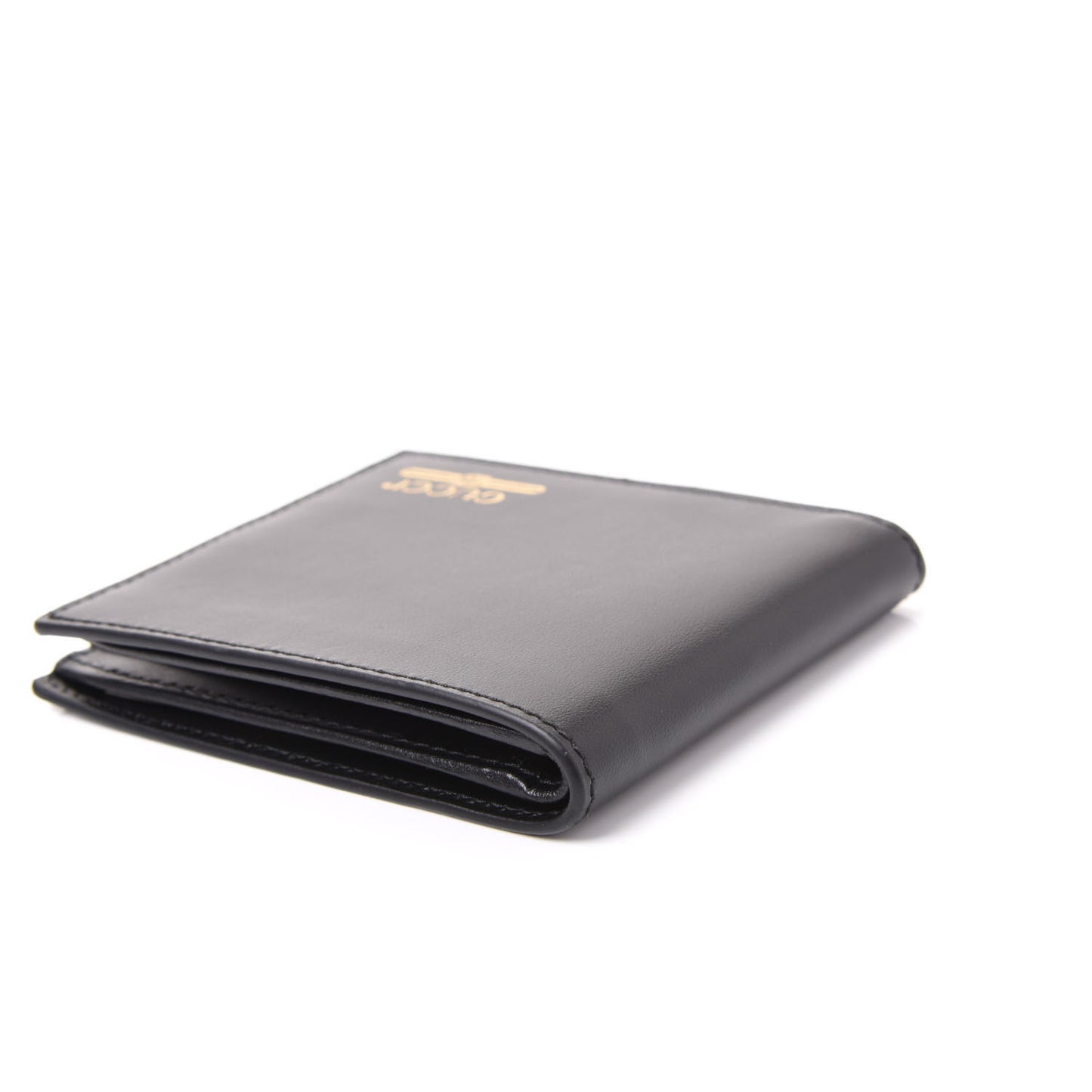 Plutone Calfskin Logo Bi-Fold Wallet Black