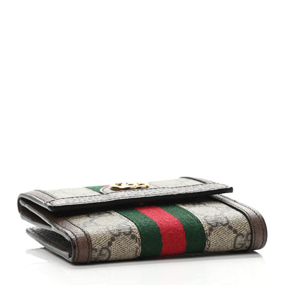 Gucci GG Supreme Monogram Web Ophidia French Flap Wallet Beige New Acero 3 of 4