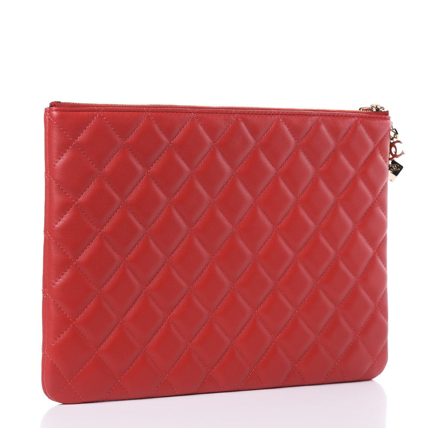Lambskin Quilted Medium Casino Beauty CC Cosmetic Case Red