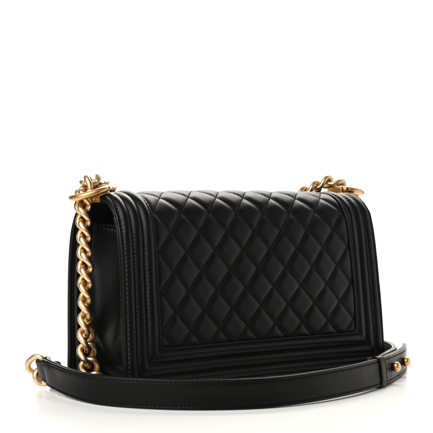 Lambskin Quilted Medium Boy Flap Black