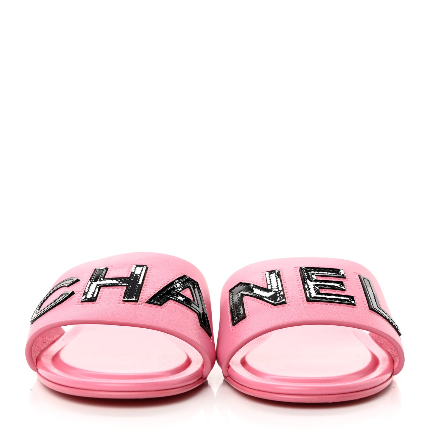 Calfskin Patent Calfskin Logo Mules 37 Pink Black