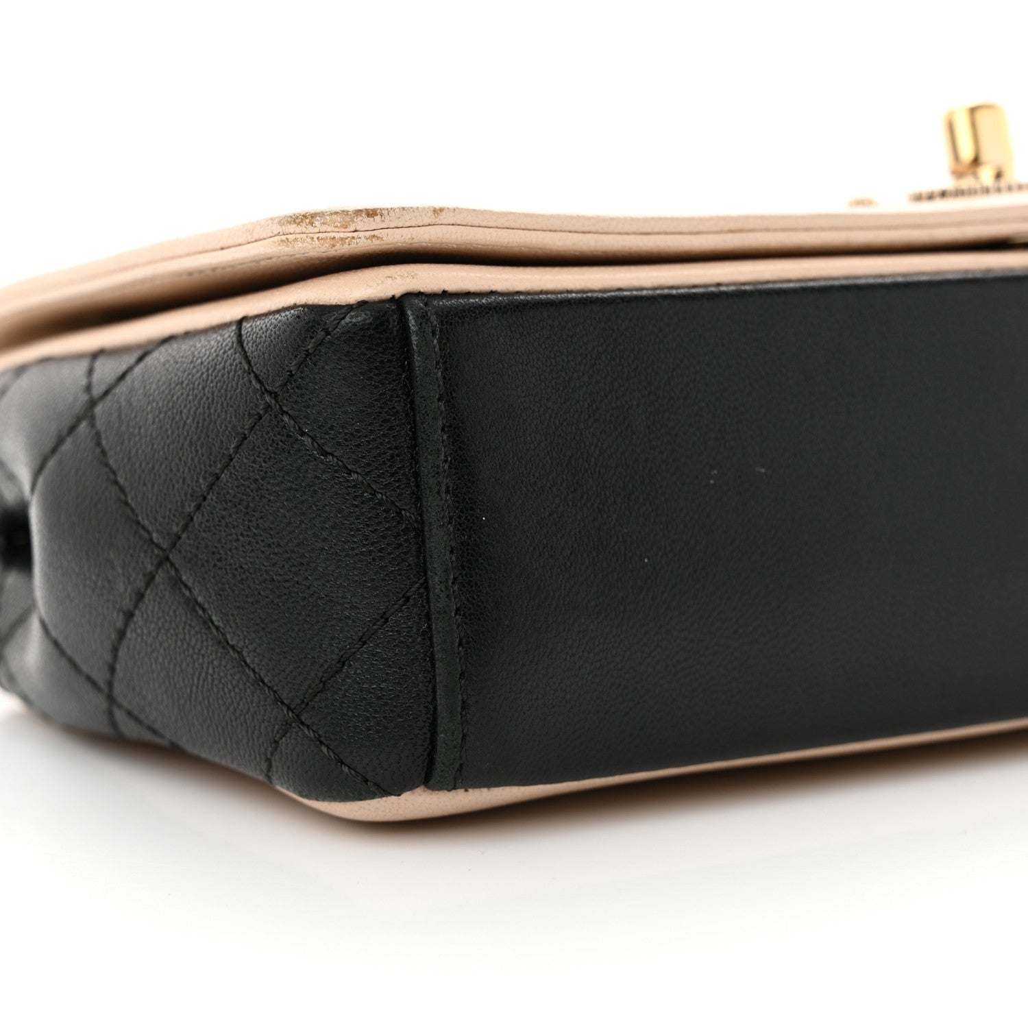 Chanel Sheepskin Quilted Medium Vintage Mademoiselle Flap Beige Black 9 of 14