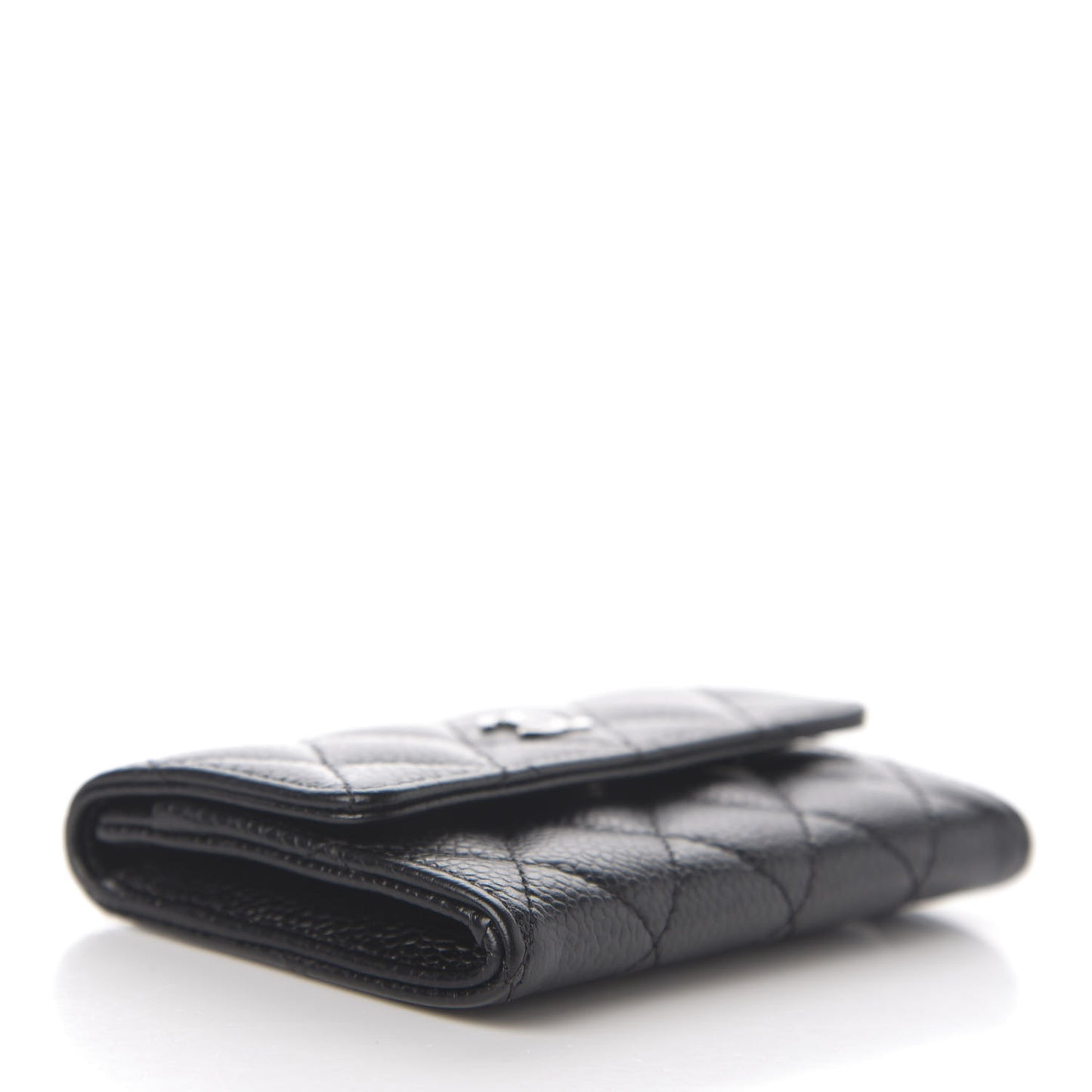 Caviar Quilted Flap Card Holder Black