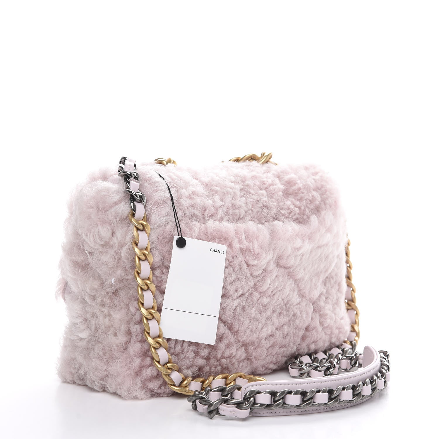 Chanel Shearling Sheepskin Medium 19 Flap Light Pink 2 of 10