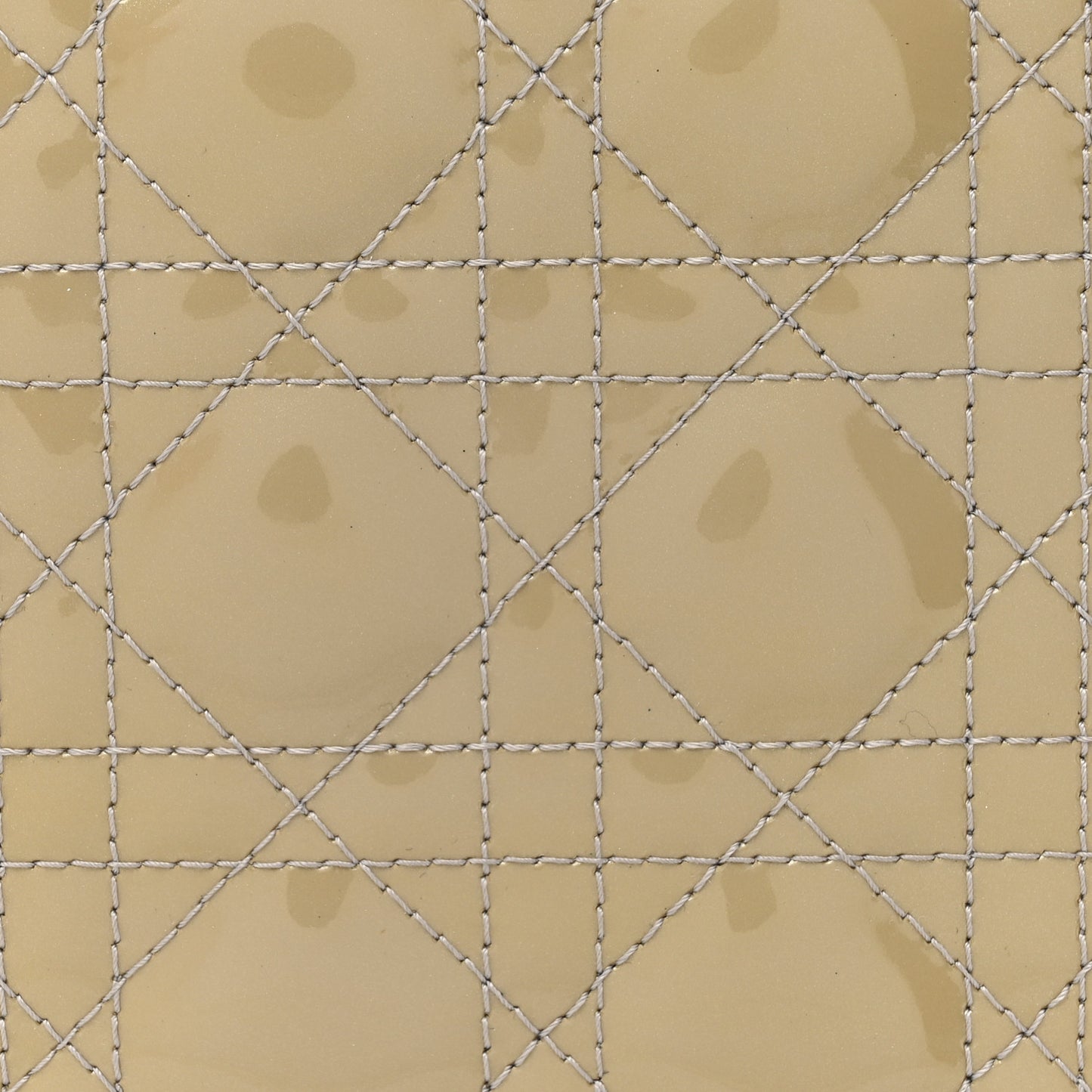 Patent Cannage Studded Double Strap Medium Lady Dior Beige