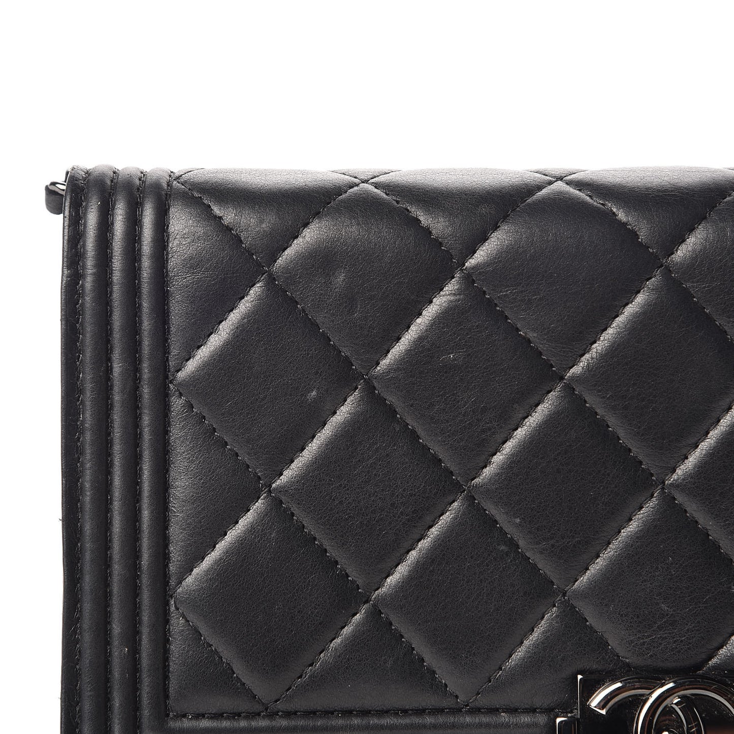 Lambskin Quilted Boy Wallet On Chain WOC Black