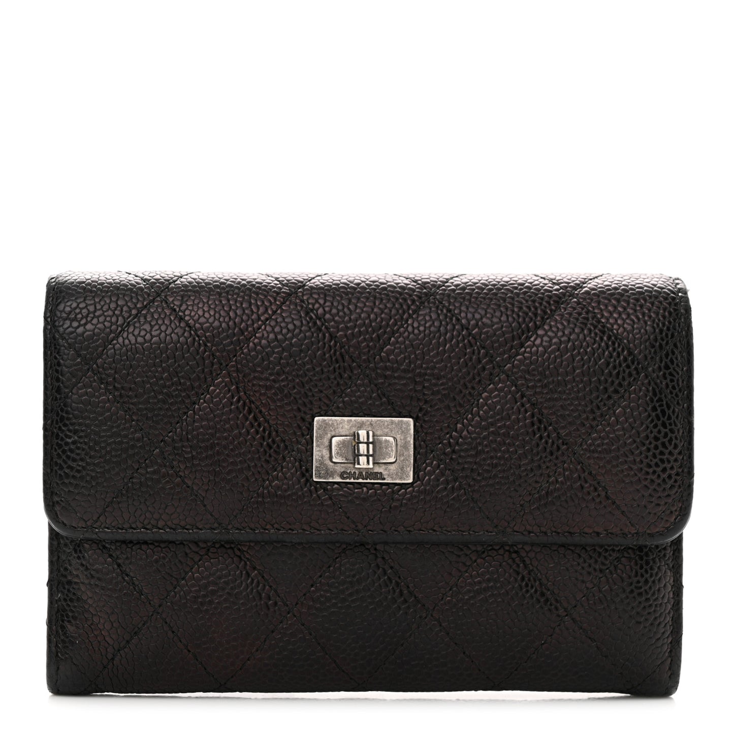 Caviar Quilted Reissue Flap Card Holder Black