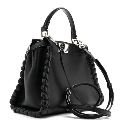 Fendi Nappa Lace Up Mini Peekaboo Iconic Satchel Black 3 of 14