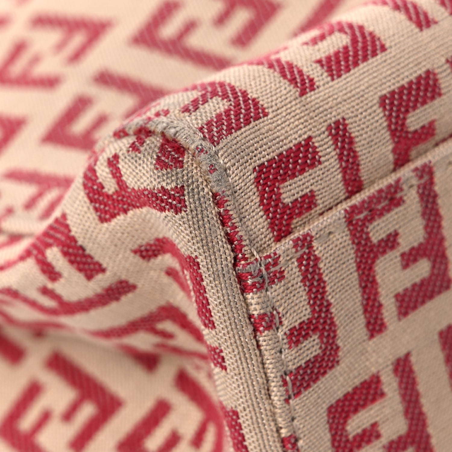 Fendi Zucchino Vitello Tote Beige Red 7 of 20
