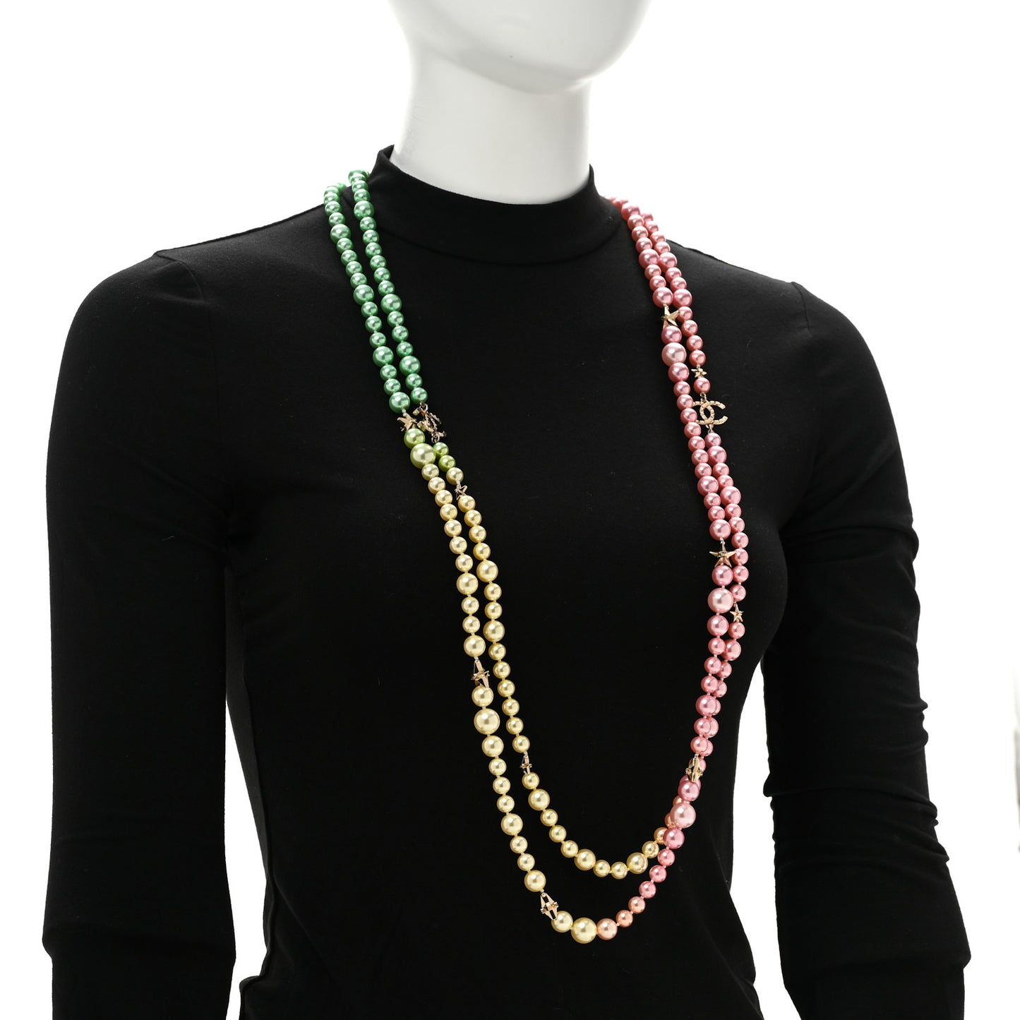 Pearl Star CC Cuba Multi Strand Long Necklace Gold Multicolor