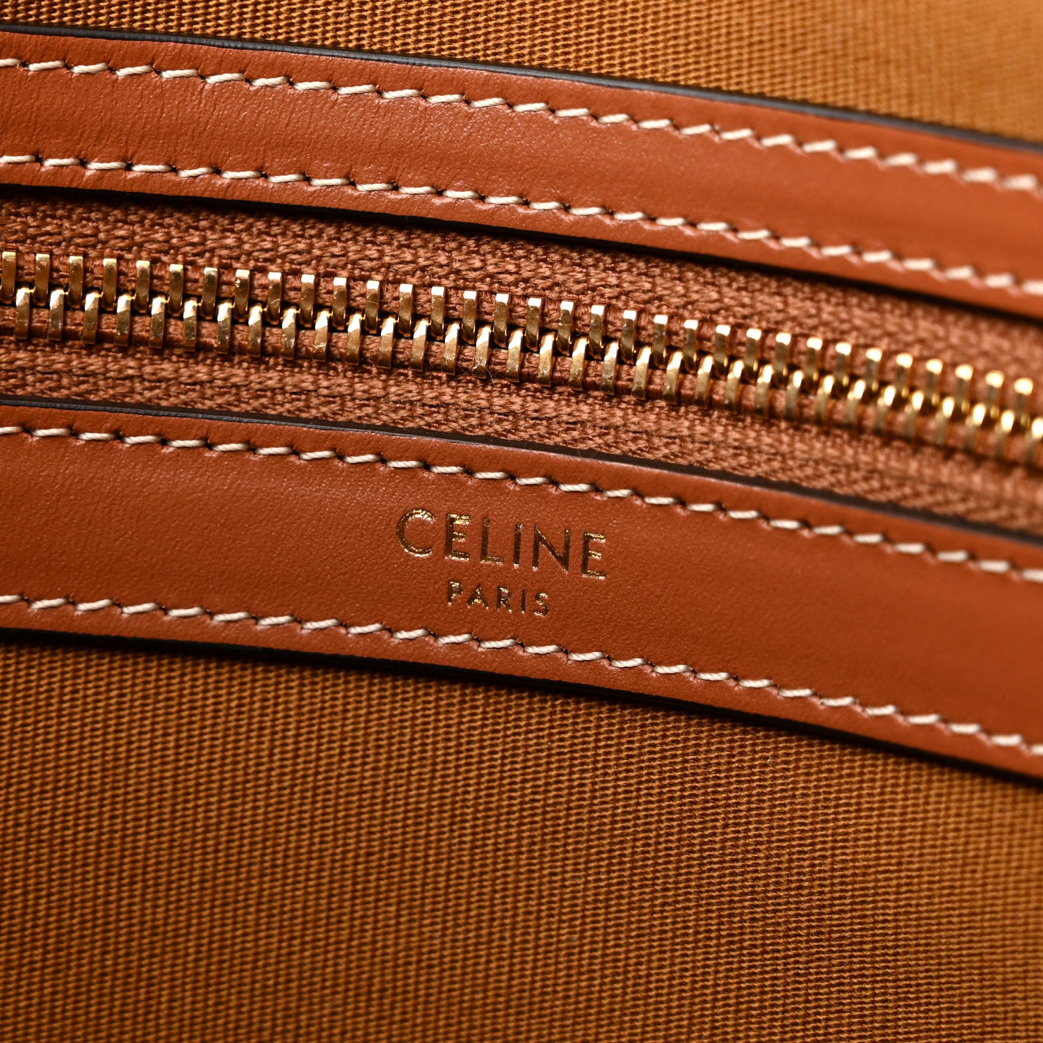 Celine Triomphe Canvas Calfskin Horizontal Cabas Tan 6 of 9