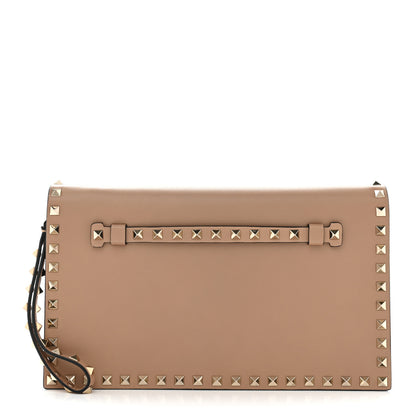 Valentino Garavani Nappa Rockstud Wristlet Clutch  Alpaca 1 of 9