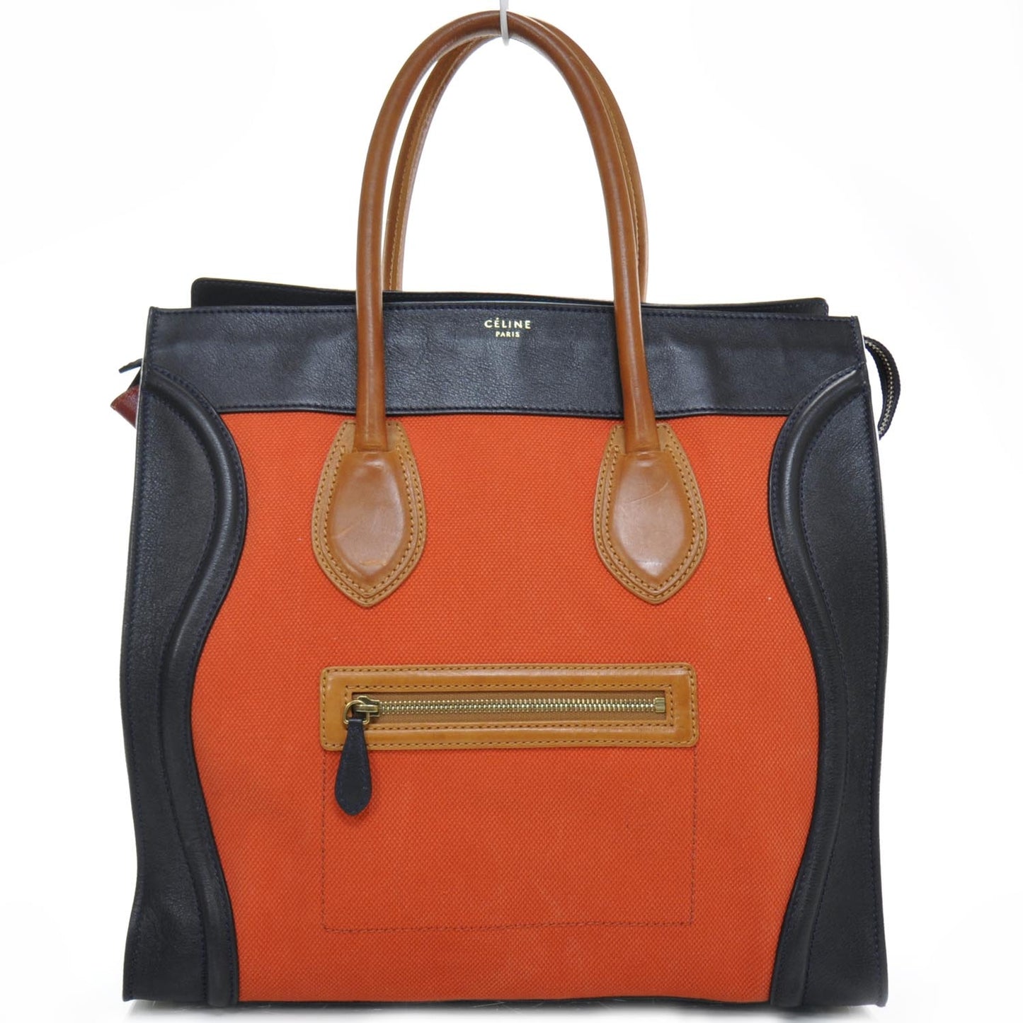 Leather and Linen Medium Tri-Color Luggage Poppy