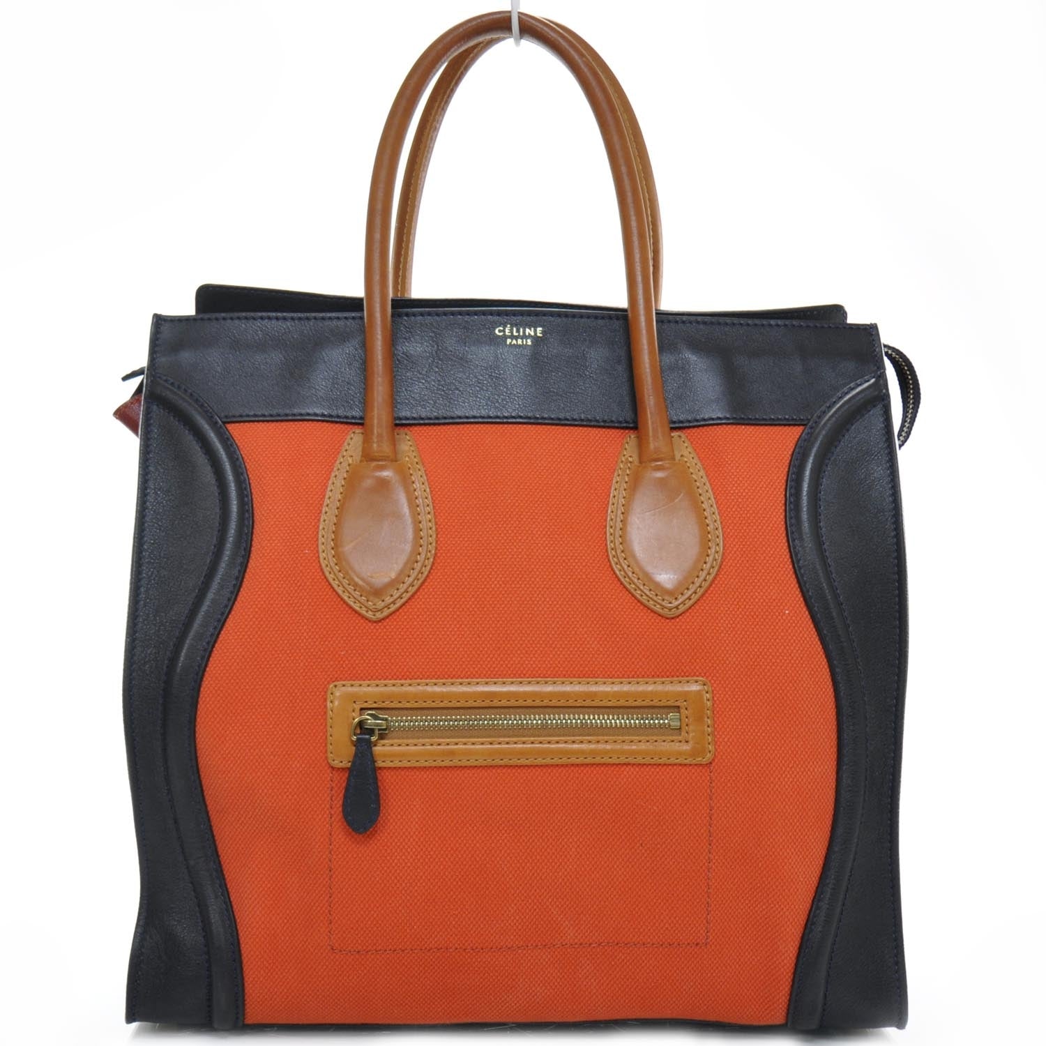 Celine Leather and Linen Medium Tri-Color Luggage Poppy 1 of 8