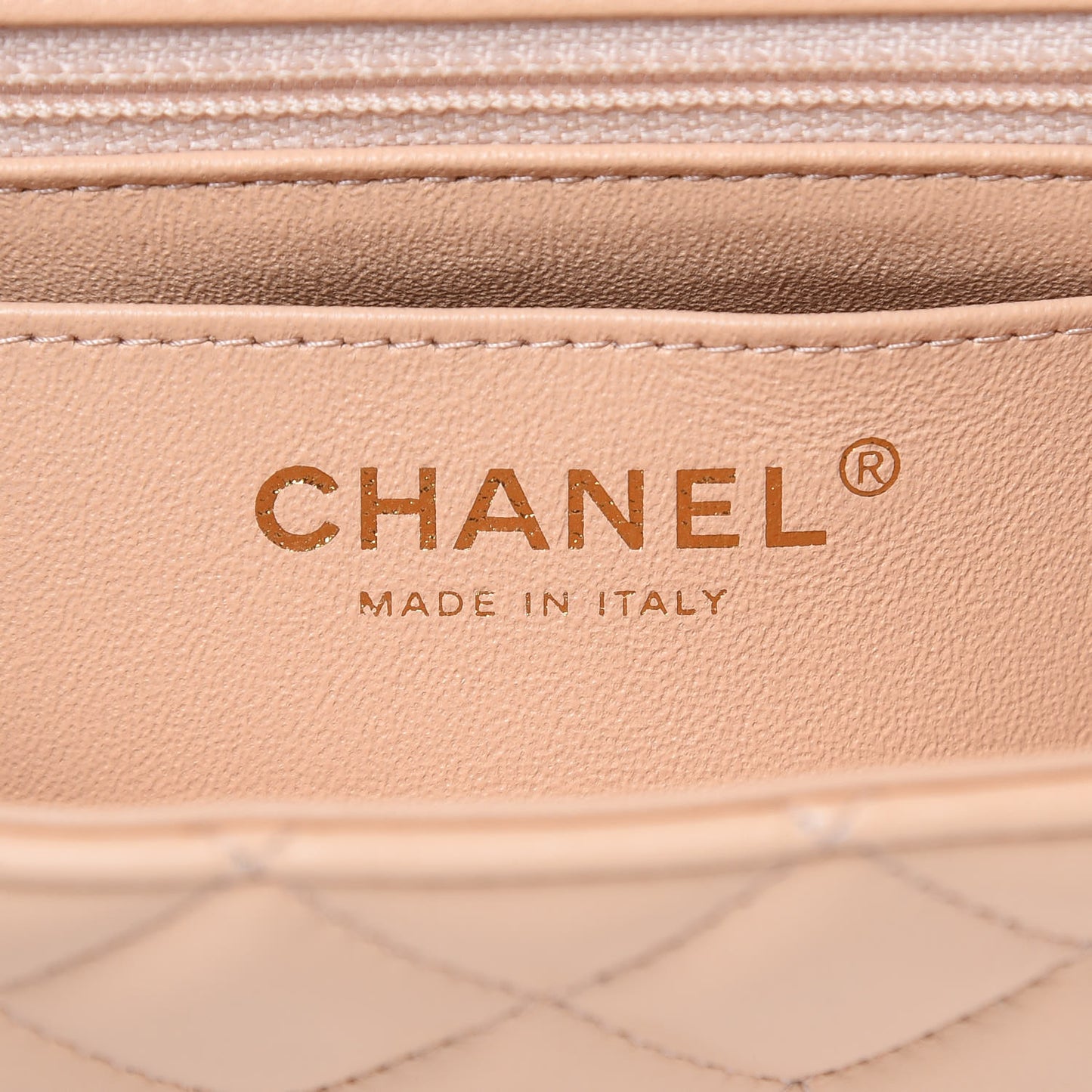Lambskin Quilted Mini Rectangular Flap Beige
