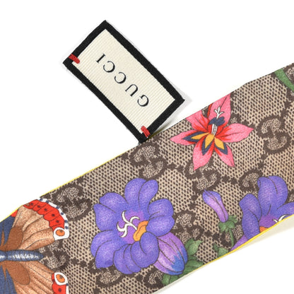 Gucci Silk Twill GG Monogram Special Flory Neck Bow Scarf Beige Yellow 5 of 5