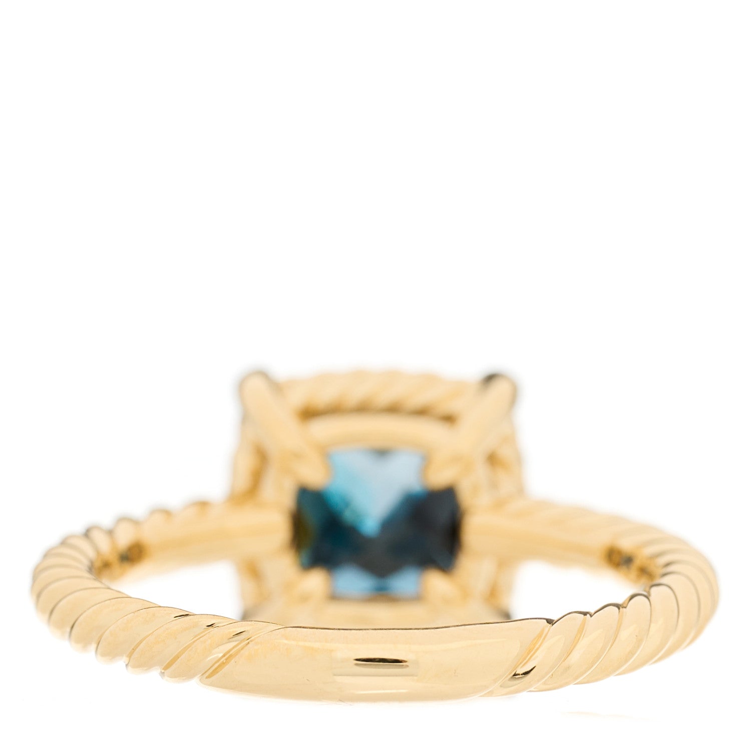 David Yurman 18K Yellow Gold Diamond Hampton Blue Topaz 7mm Chatelaine Pave Bezel Ring 54 6.75 3 of 4