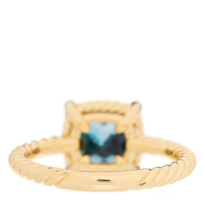 David Yurman 18K Yellow Gold Diamond Hampton Blue Topaz 7mm Chatelaine Pave Bezel Ring 54 6.75 3 of 4