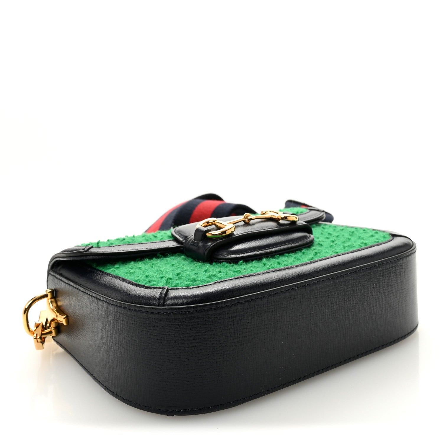 Gucci Casy Wool Azalea Calfskin Mini Horsebit 1955 Shoulder Bag Deep Emerald Blue 4 of 10