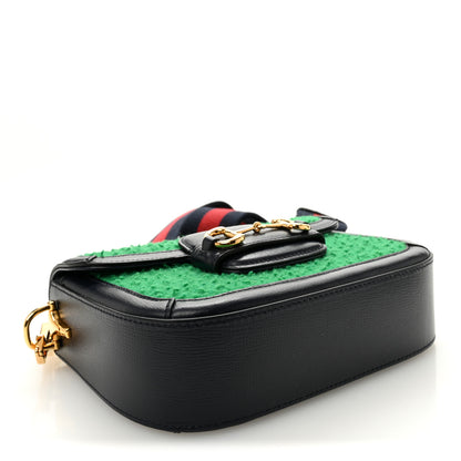 Gucci Casy Wool Azalea Calfskin Mini Horsebit 1955 Shoulder Bag Deep Emerald Blue 4 of 10