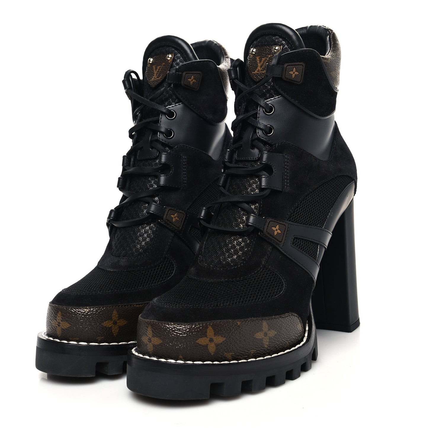 Suede Calfskin Monogram Star Trail Ankle Boots 41 Black