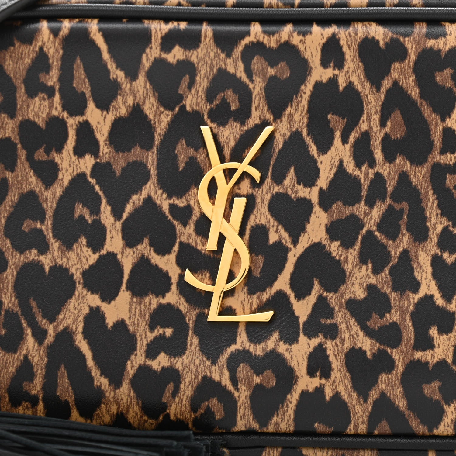 Saint Laurent Calfskin Heart Leopard Print Monogram Mini Lou Camera Bag Toffee 7 of 9