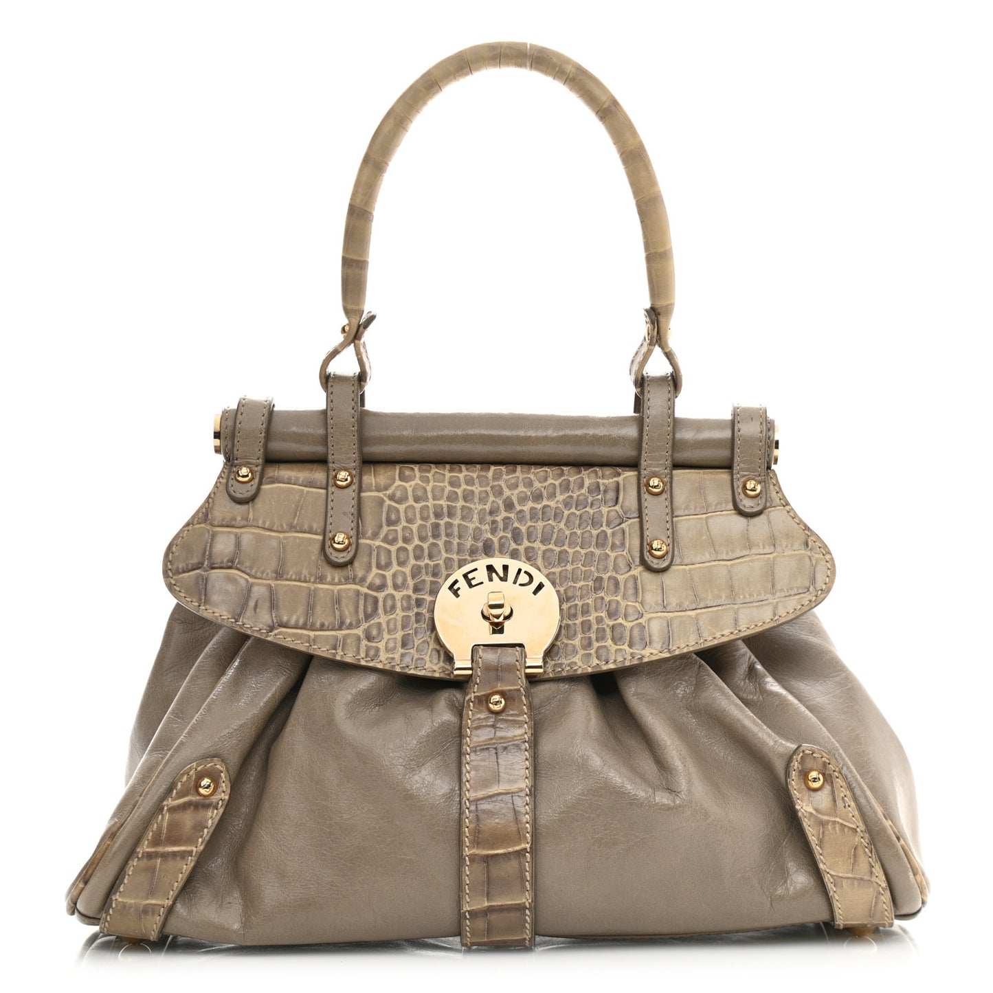 Lambskin Crocodile Embossed Medium Magic Bag Beige