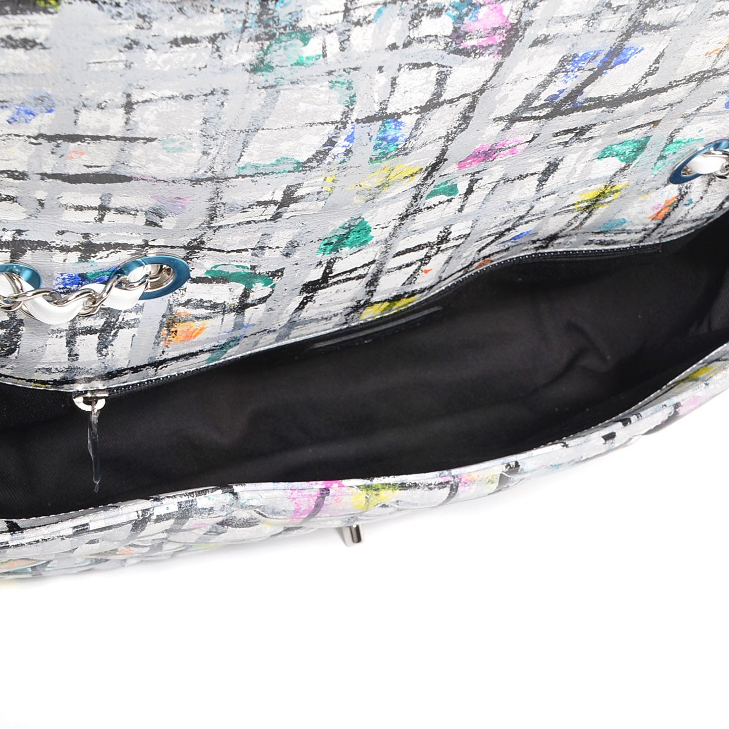 Calfskin Hand Painted Graffiti Flap Multicolor