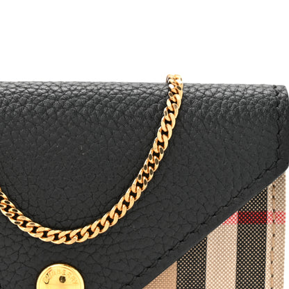 Burberry Grainy Calfskin Vintage Check Jade Card Case On Chain Black 7 of 9