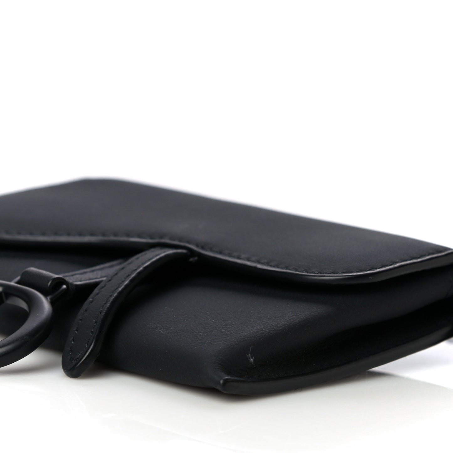 Ultra Matte Calfskin Nano Saddle Chain Pouch Black