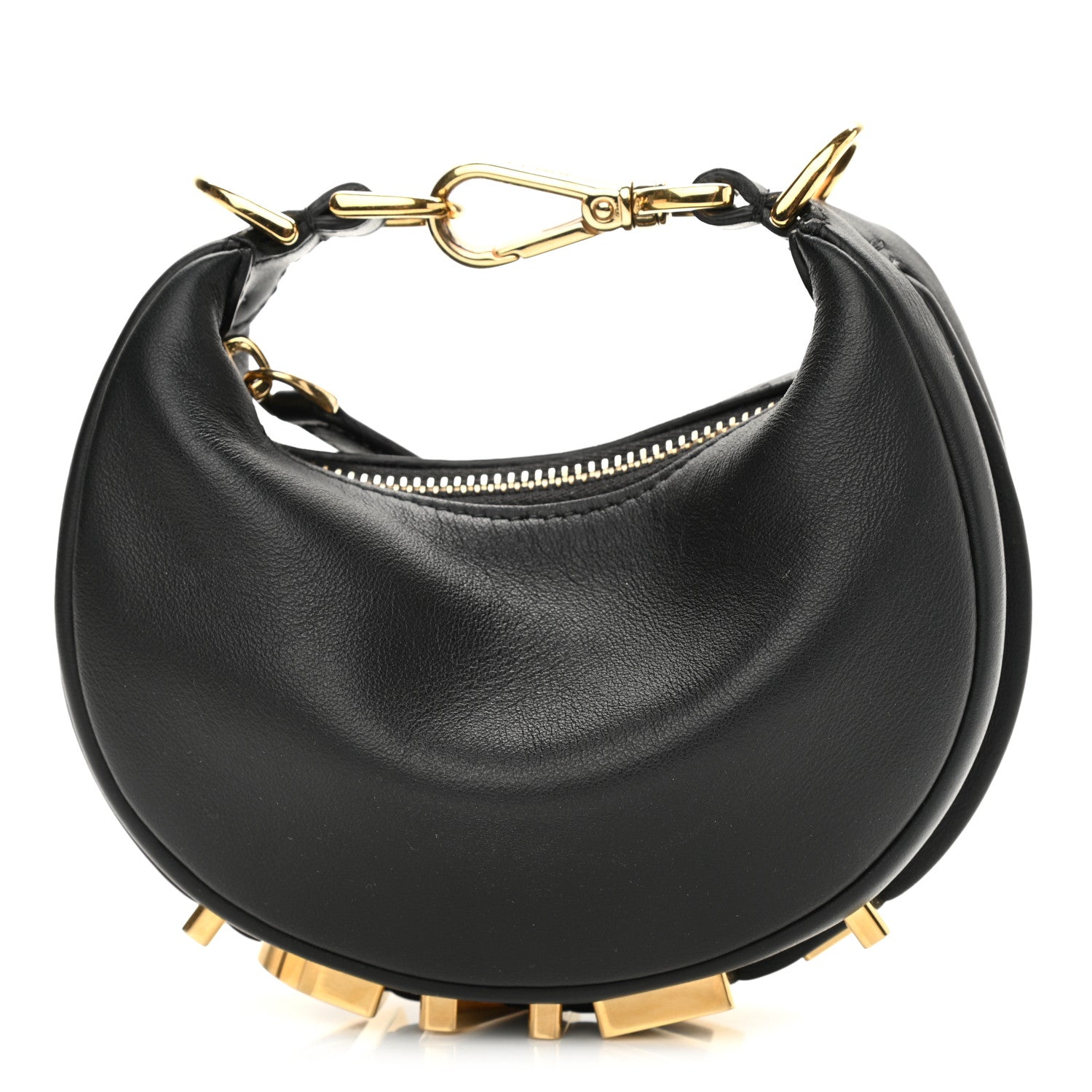 Fendi Vitello Grace Matte Nano Fendigraphy Hobo Charm Black 1 of 11