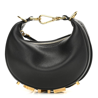 Fendi Vitello Grace Matte Nano Fendigraphy Hobo Charm Black 1 of 11