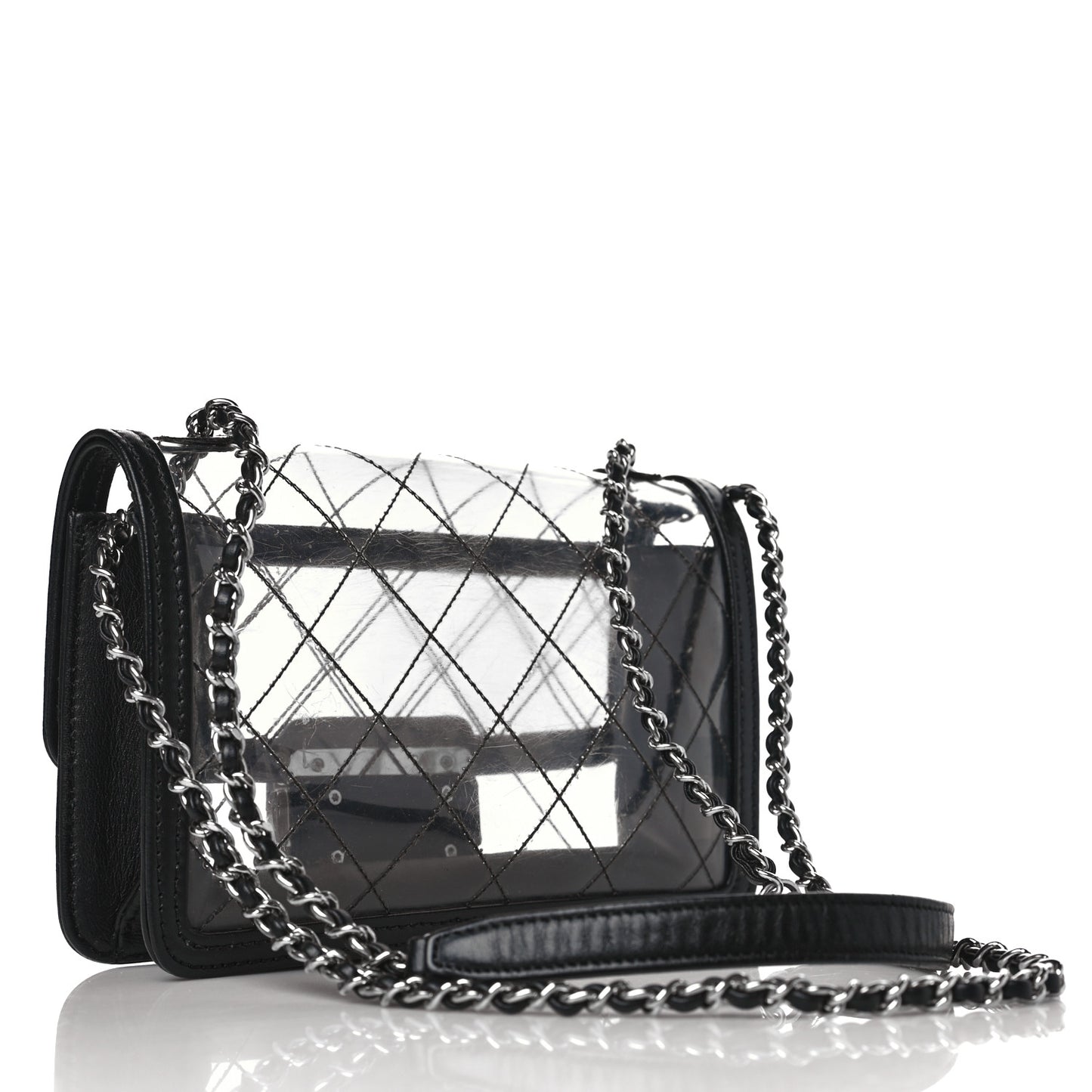 PVC Lambskin Quilted Mini Beauty Lock Flap Black