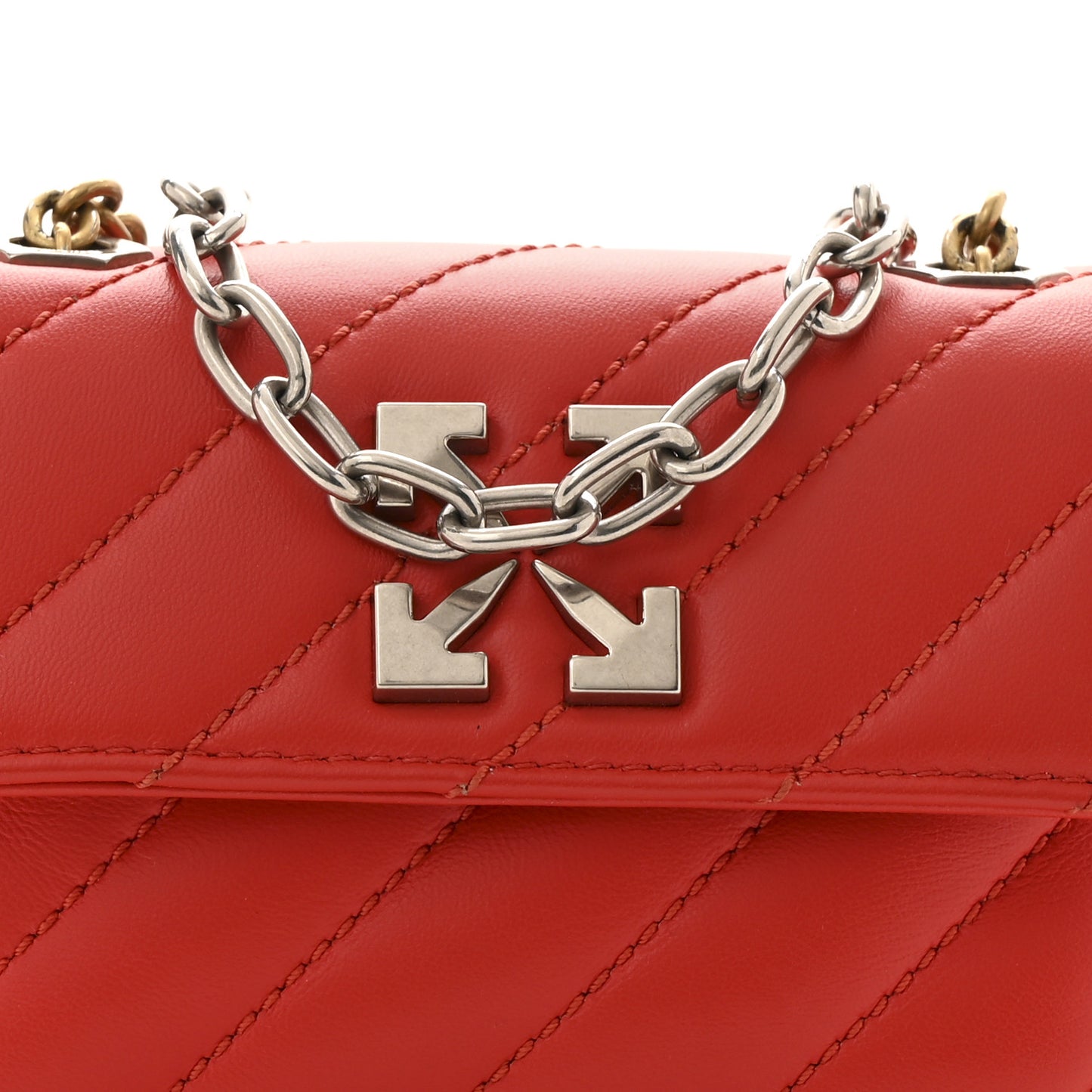 Calfskin Diagonal Quilted Jackhammer 17 Shoulder Bag Red