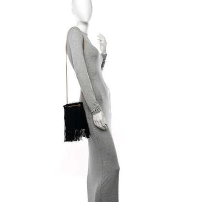 Saint Laurent Calfskin Small Grace Fringed Hobo Bag Black 3 of 11