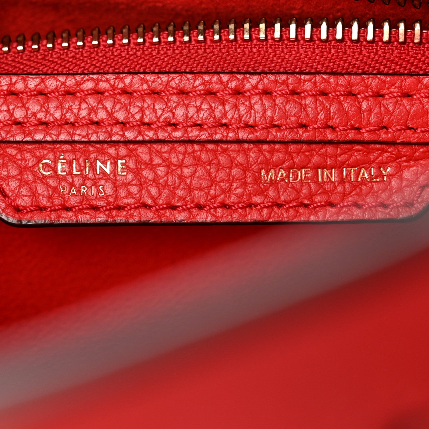 Celine Drummed Calfskin Mini Luggage Coquelicot 6 of 12