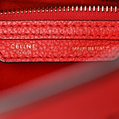 Celine Drummed Calfskin Mini Luggage Coquelicot 6 of 12
