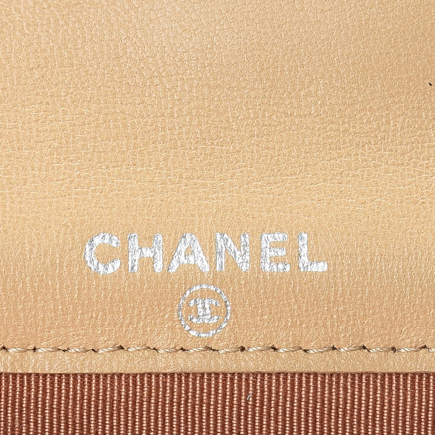 Lambskin Quilted Flap Card Holder Beige