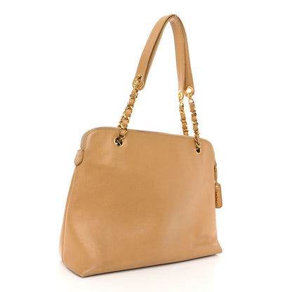 Chanel Caviar Flap Shoulder Bag Beige 3 of 12