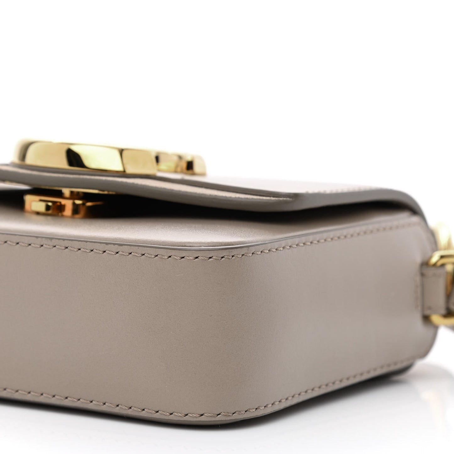 Shiny Calfskin Suede Mini C Double Carry Motty Grey